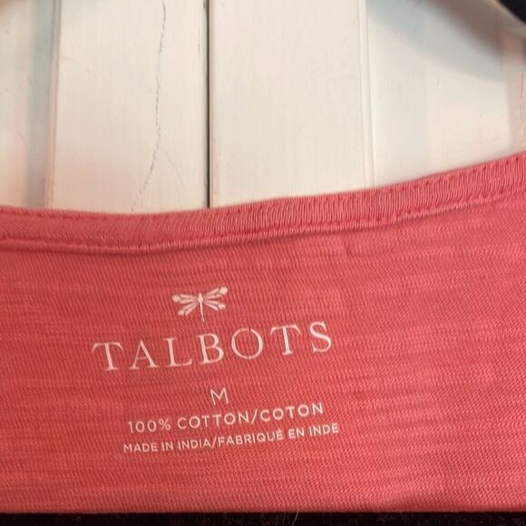 Talbots coral cotton eyelet sleeve tshirt M - Picture 3 of 8